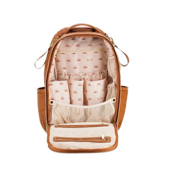 NWT Itzy Ritzy Diaper Bag- Cognac Boss Plus Diaper Bag Backpack - Picture 3 of 6